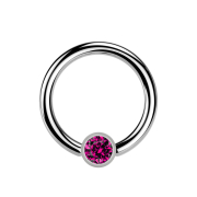 Micro Ball Closure Ring silver and crystal fuchsia