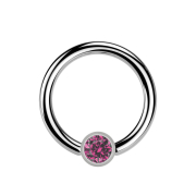 Micro Ball Closure Ring silver and crystal pink
