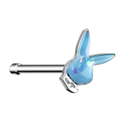 Nasenstecker gerade silber Playboy Bunny Opal Glitter blau