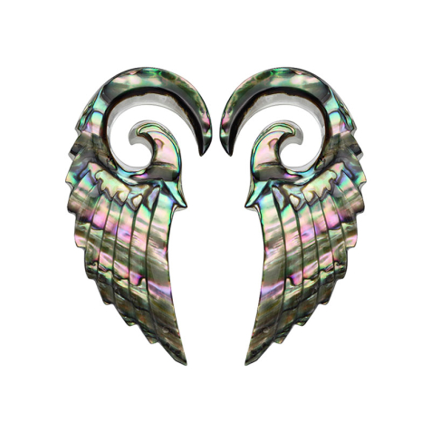 Poids doreille spirale ailes dange en ormeau (2pcs)