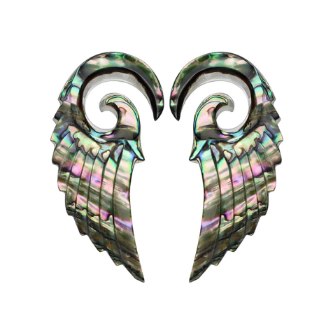Ear weight spiral angel wings made of abalone (2pcs)