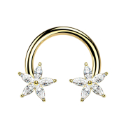 Circular Barbell 14k doré fleur de cristal...