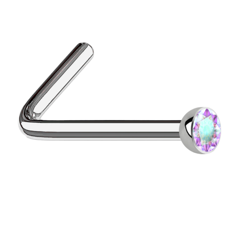 Orecchino a bottone angolato argento semisferico cristallo multicolore