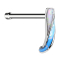 Nose stud straight silver opal glitter twisted blue