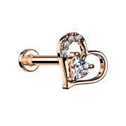 Micro Labret femelle or rose Cœur en cristal dans...