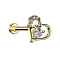 Micro Labret femelle 14k doré cœur cristal en cœur