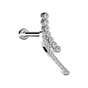 Micro Labret internal thread silver double crystal bow