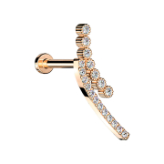 Micro labret internal thread rose gold double crystal bow