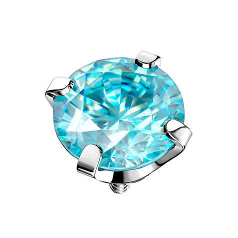 Dermal Anchor silber Kristall aqua gefasst