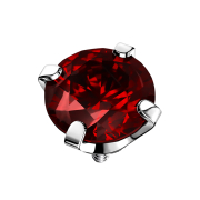 Ancrage cutané argenté serti dun cristal rouge