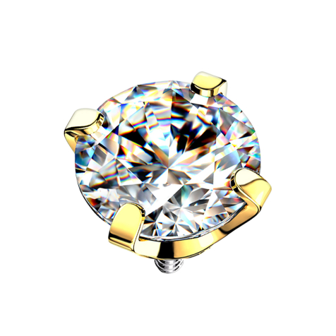 Ancrage cutané plaqué or, cristal serti dargent