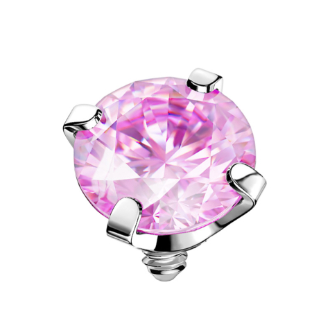 Dermal Anchor silber Kristall pink gefasst