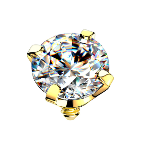 Dermal Anchor gold-plated crystal set in silver