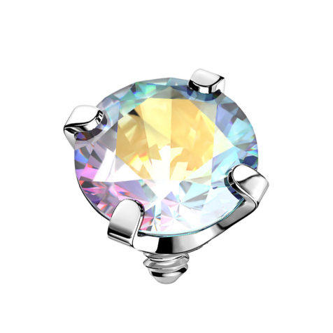 Dermal Anchor argenté cristal serti multicolore
