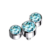 Dermal Anchor argent trois cristaux aqua