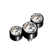 Dermal Anchor noir trois cristaux argentés