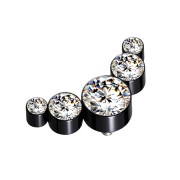 Dermal Anchor schwarz fünf Kristalle silber