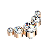 Dermal Anchor rosegold fünf Kristalle silber