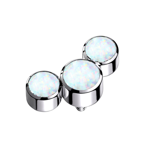 Dermal Anchor silber drei Opale weiss