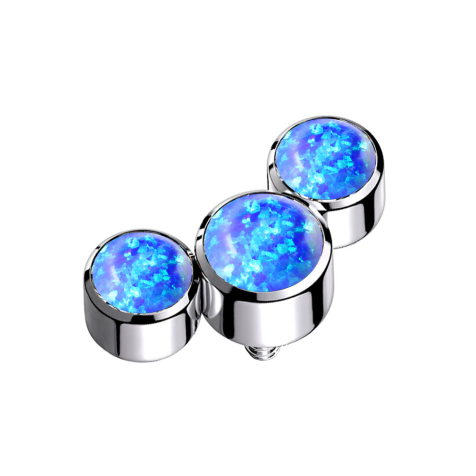 Dermal Anchor silber drei Opale blau