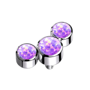 Dermal Anchor silver three opals violet