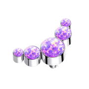 Dermal Anchor silver five opals violet