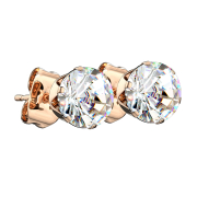 Stud earrings rose gold with round crystal silver