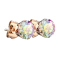 Boucles doreilles or rose avec cristal rond multicolore