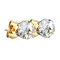 Gold-plated stud earrings with round silver crystal