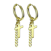 Gold-plated earring pendant cross with chain