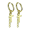 Boucles doreilles dorées pendentif croix avec chaîne