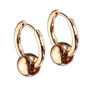 Boucles doreilles or rose pendentif boule