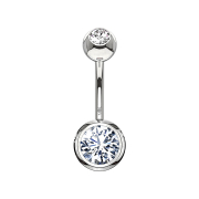 Banana 14k white gold with two silver crystal balls