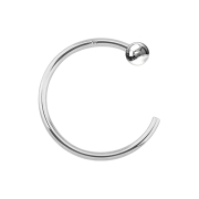 Nose ring open 14k white gold with ball