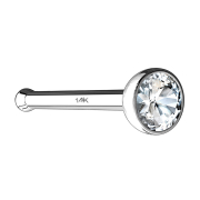 Clou de nez droit en or blanc 14k avec cristal...