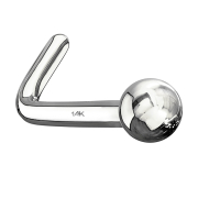 Angled nose stud 14k white gold with ball