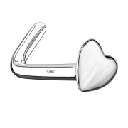 Angled nose stud 14k white gold with heart