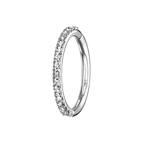 Micro segment ring hinged 14k white gold sideways crystal silver