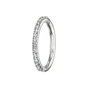 Micro segment ring hinged 14k white gold sideways crystal...