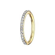 Micro segment ring hinged 14k gold sideways crystal silver