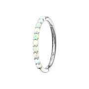 Micro Segmentring klappbar 14k weissgold seitlich Opale...