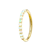 Micro segment ring hinged 14k gold side opals white