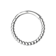 Micro bague segment pliable tressée 14k or blanc