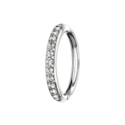 Micro piercing ring 14k white gold with silver crystals...