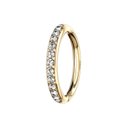 Micro Piercing Ring 14k gold seitlich Kristalle silber