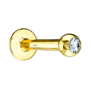Labret 14k gold mit Kugel und Kristall silber