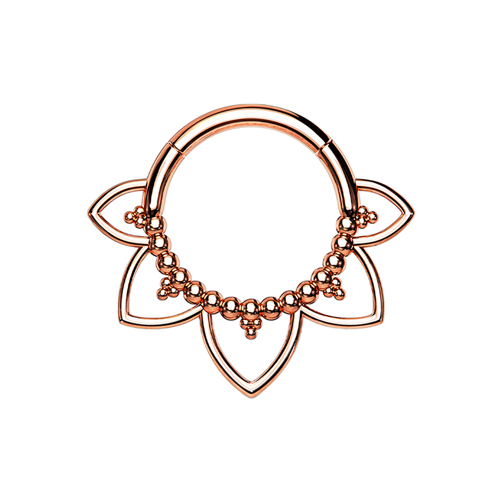 Klapp Segment Ring Piercing gold rotgold Opal Punkte
