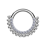 Micro segment ring hinged silver front crystals silver...