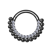 Anello a micro segmenti incernierato con cristalli neri...