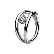 Micro Segmentring klappbar silber doppelring mit Kristall